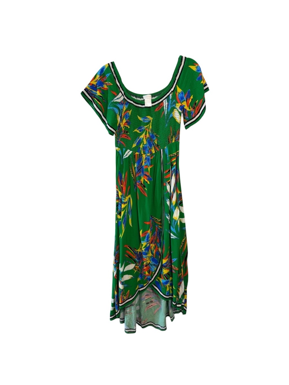 Jealous Tomato Green Floral High-Low Dress Size M